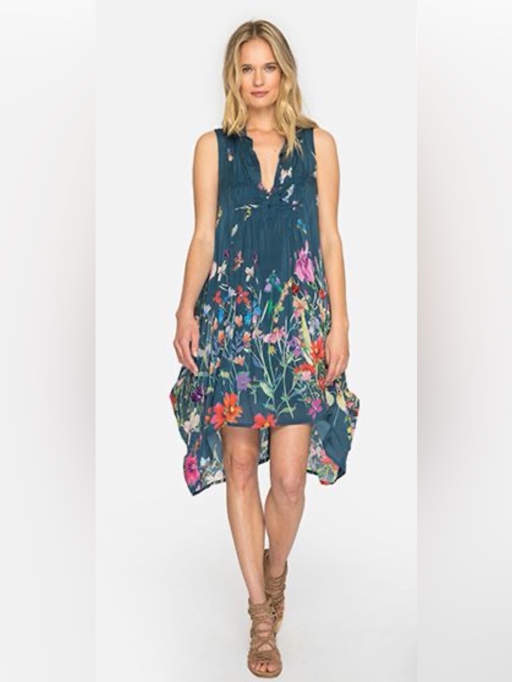 Johnny Was Summy Long Tunic Dress Dark Floral Boho Small - Picture 2 of 14